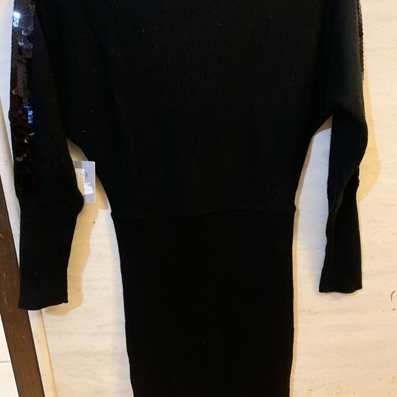 Elegant Black Sequin Sleeve Sweater Dress by Marc of New York - Picture 2 of 8